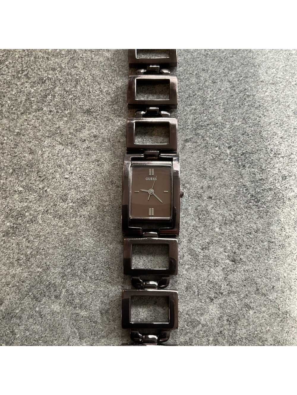 Guess Womens Tank Style Watch 19mm Bronze Tone Stainless Steel Case And Band A19